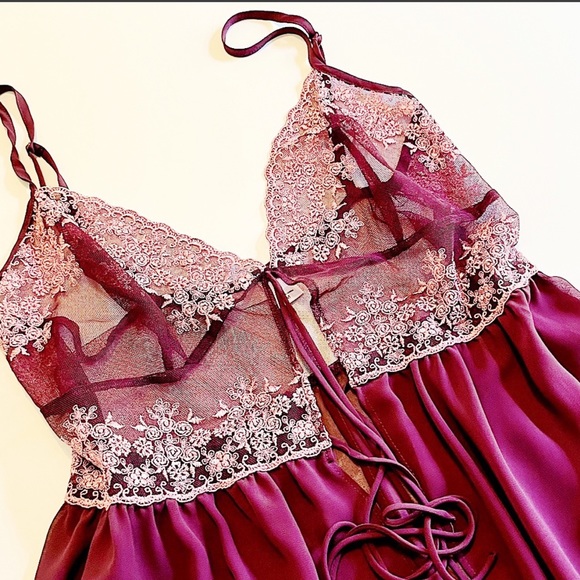 Victoria's Secret Other - VICTORIAS SECRET LACE CHEMISE PURPLE SHEER LINGERIE SIZE MEDIUM